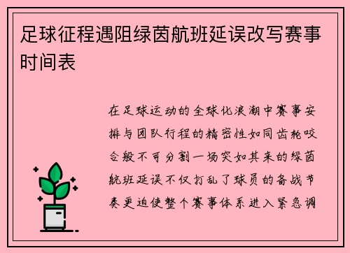 足球征程遇阻绿茵航班延误改写赛事时间表